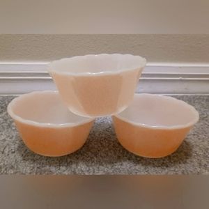 Vintage Fire King Lustre Peach Ramekins